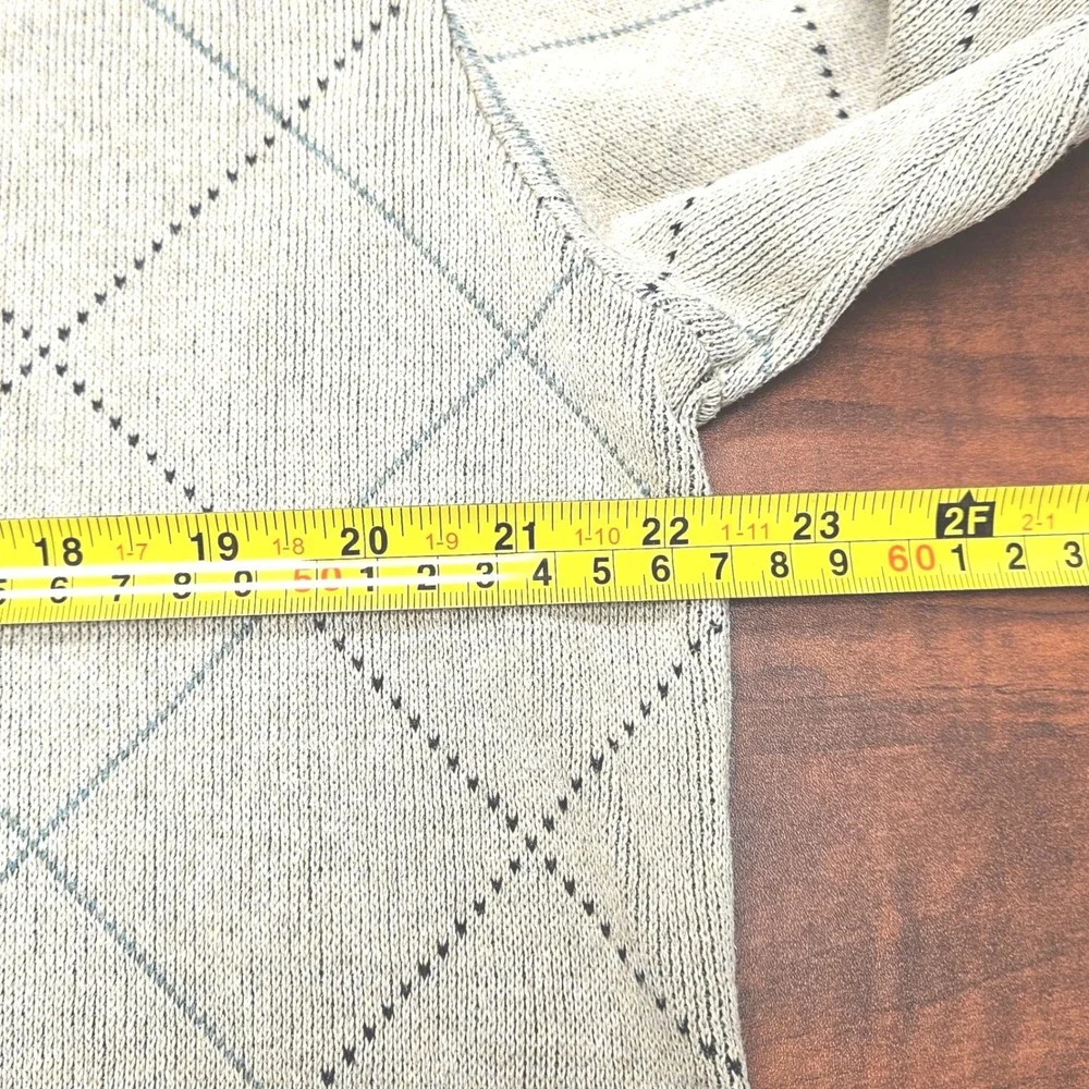 Greg‎ Norman Argyle Cotton Sweater Polo Mens M Beige Golf Old Money Preppy